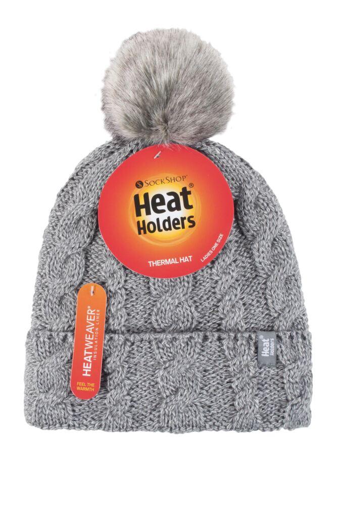 sockshop Heat HoldersWomens Heatweaver Cable Knit Pom Pom Hat