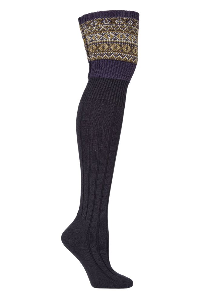 Sockshop HJ HallWomens Merino Wool Fairisle Shooting Knee High Socks
