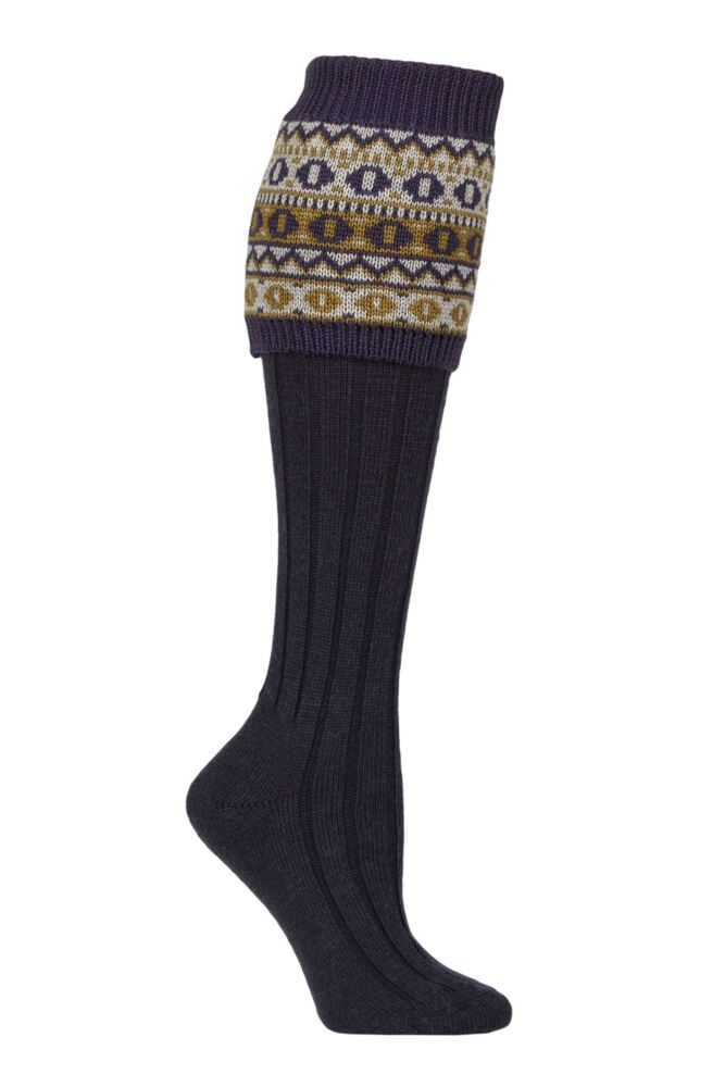 Sockshop HJ HallWomens Merino Wool Fairisle Shooting Knee High Socks