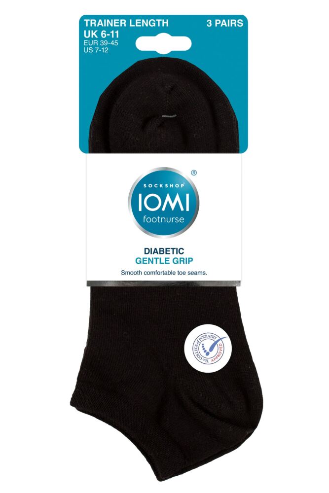 sockshop IOMIMens Cotton Diabetic Trainer Socks 3-Pair