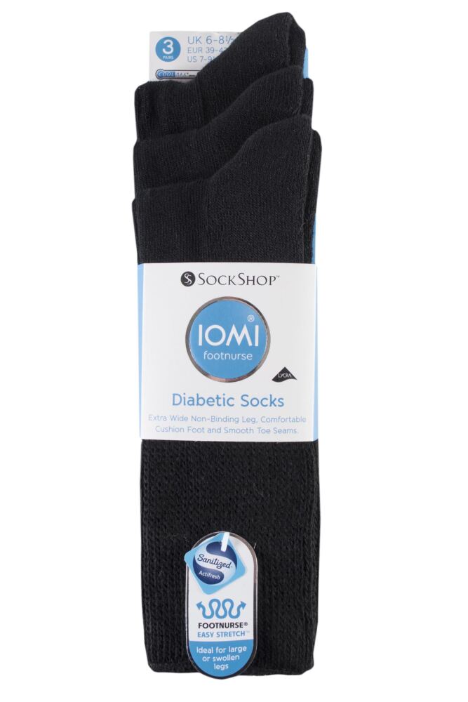 sockshop IOMIMens Cushioned Foot Diabetic Socks 3-Pair
