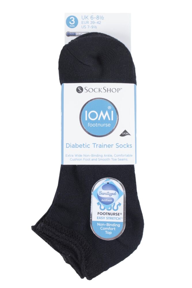 sockshop IOMIMens Cushioned Foot Diabetic Trainer Socks 3-Pair