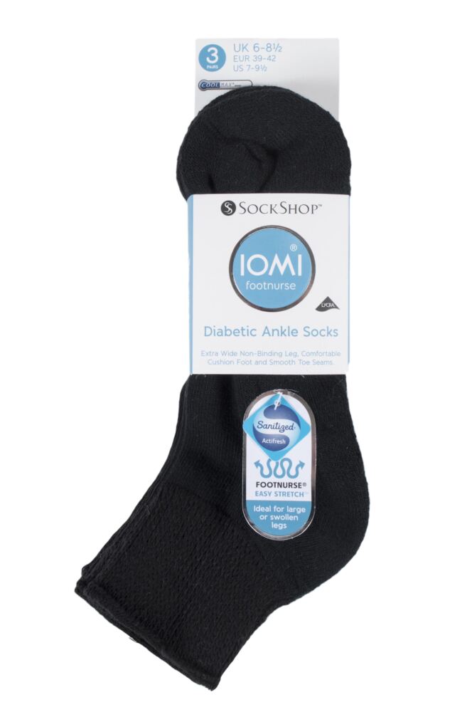 sockshop IOMIMens FootNurse Cushioned Foot Diabetic Ankle Socks 3-Pair