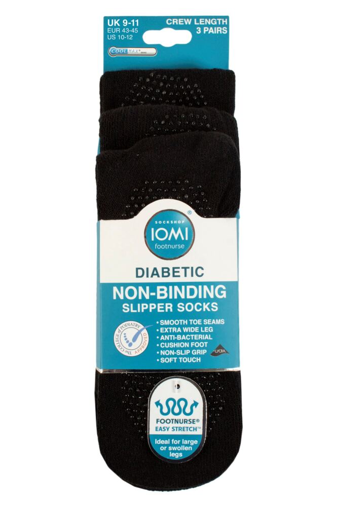 sockshop IOMIMens FootNurse Diabetic Slipper Socks 3-Pair