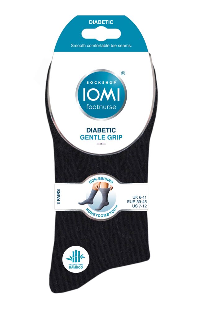 sockshop IOMIMens FootNurse Gentle Grip Bamboo Diabetic Socks 3-Pair