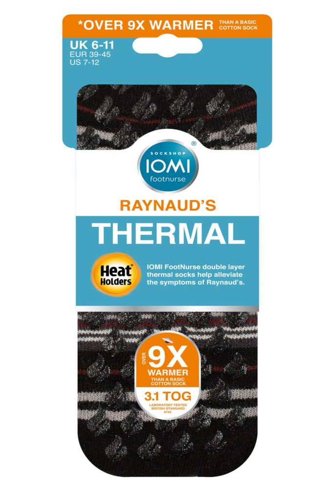 sockshop IOMIMens Heat Holders FootNurse Raynaud's 3.1 TOG Striped Thermal Slipper Socks