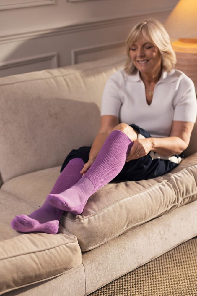 Sockshop IOMIMens & Womens Bamboo Cushioned Foot Diabetic Knee High Socks 3-Pair