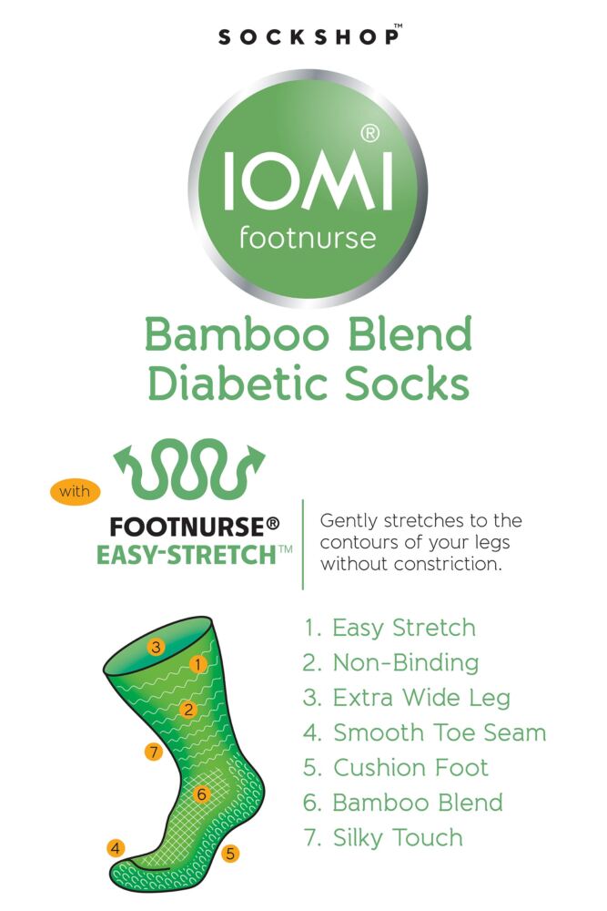 Sockshop IOMIMens & Womens Bamboo FootNurse Cushioned Foot Diabetic Socks