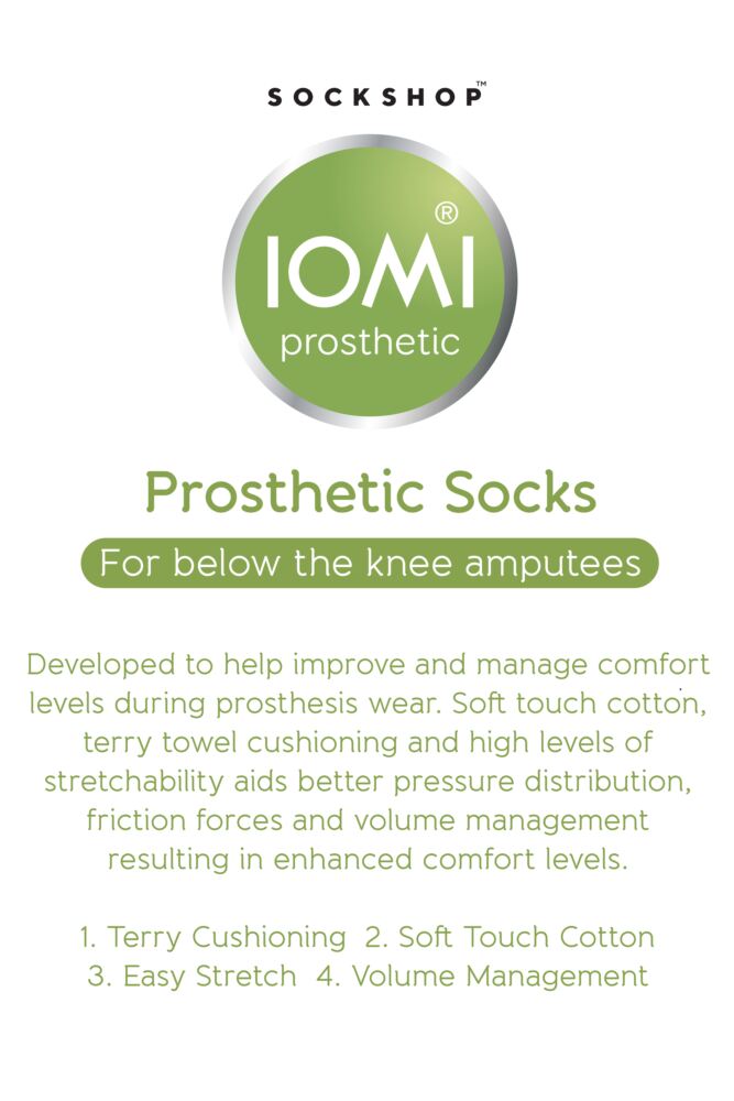 sockshop IOMIMens & Womens Cotton Prosthetic Socks for Below the Knee Amputees 6-Pack