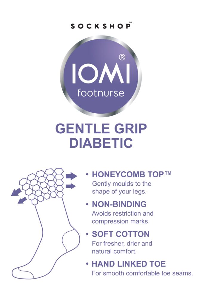 Sockshop IOMIWomens Cotton FootNurse Diabetic Socks 3-Pair