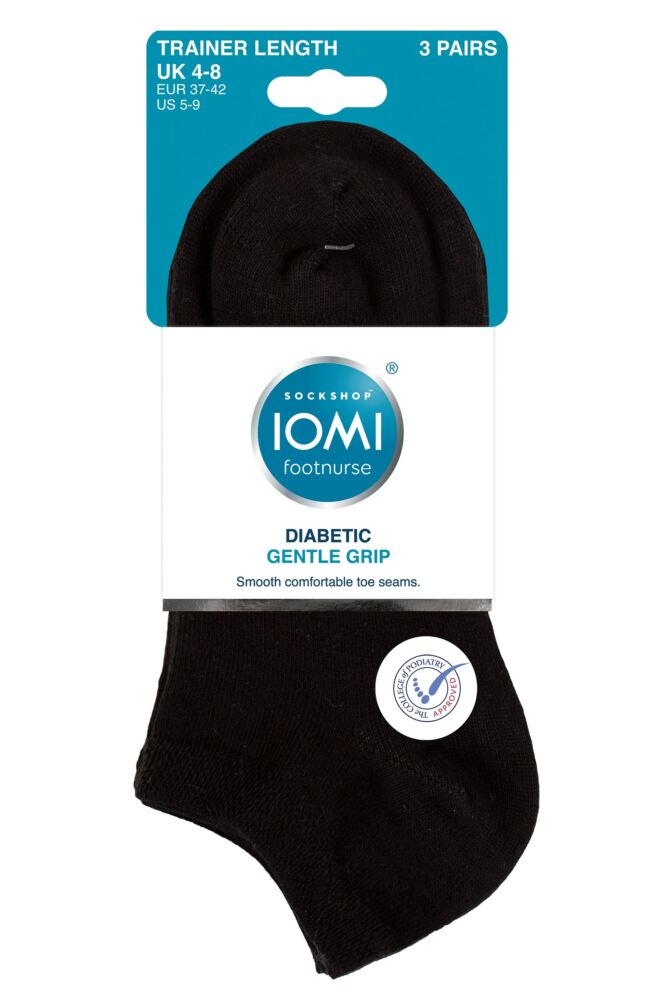 sockshop IOMIWomens Cotton FootNurse Diabetic Trainer Socks 3-Pair
