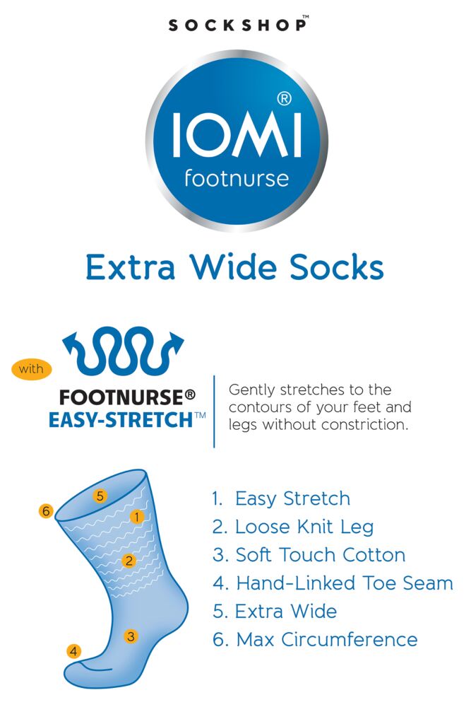 Sockshop IOMIWomens Cotton FootNurse Oedema Extra Wide Socks