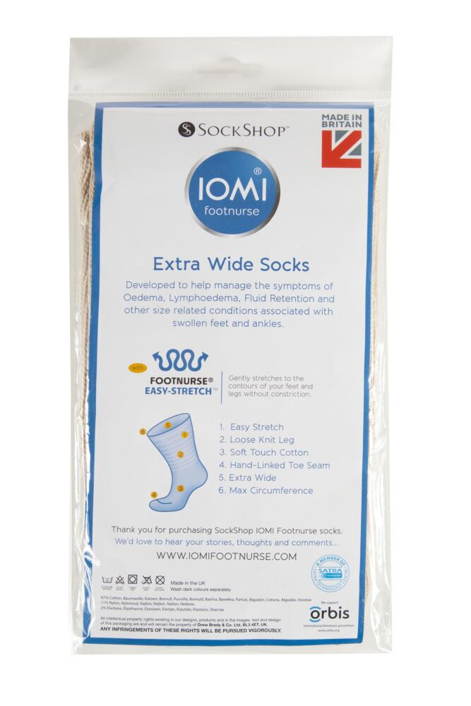 sockshop IOMIWomens Cotton FootNurse Oedema Extra Wide Socks