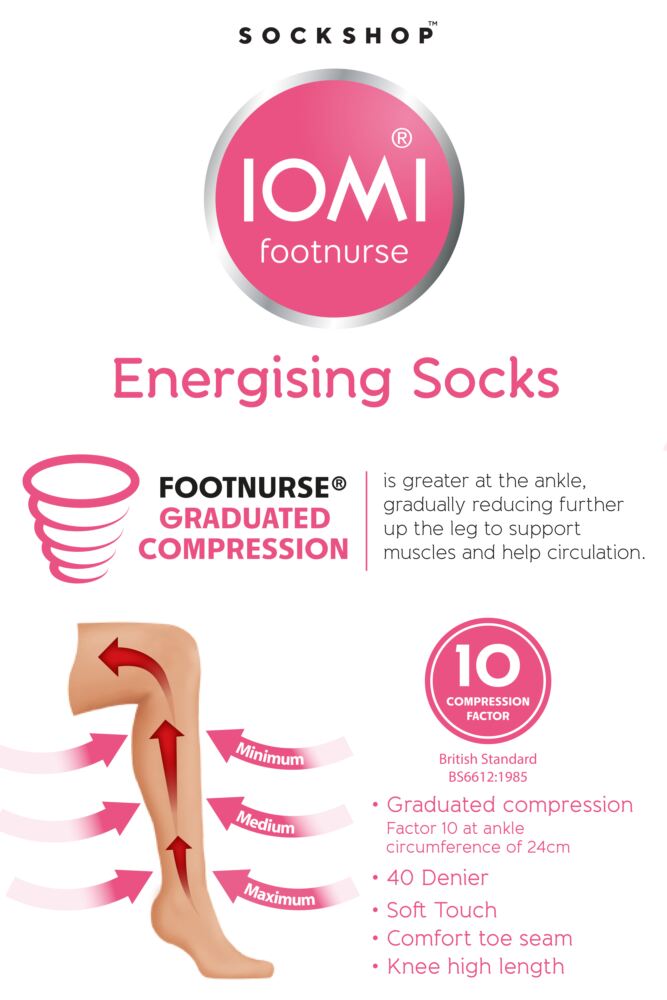 Sockshop IOMIWomens FootNurse Compression Energising Socks 2-Pair