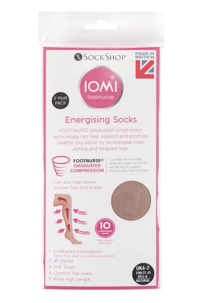 sockshop IOMIWomens FootNurse Compression Energising Socks 2-Pair