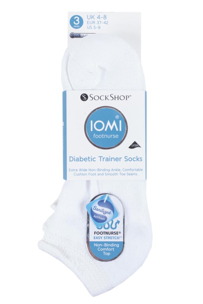 sockshop IOMIWomens FootNurse Cushioned Diabetic Trainer Socks 3-Pair
