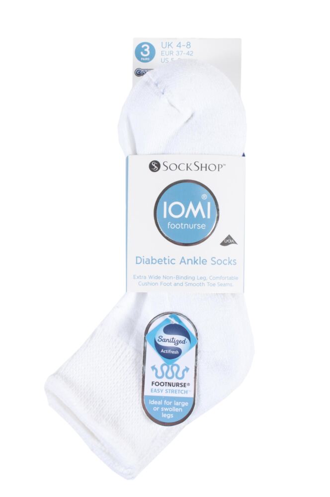 Sockshop IOMIWomens FootNurse Cushioned Foot Gentle Grip Diabetic Ankle Socks 3-Pair