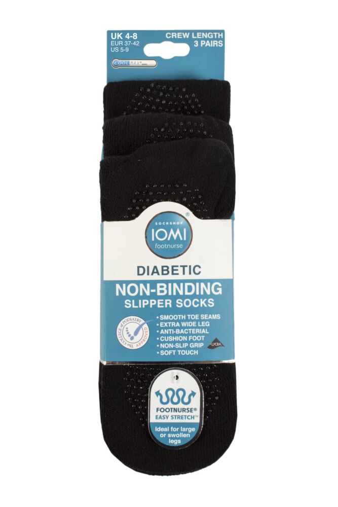 sockshop IOMIWomens FootNurse Diabetic Slipper Socks 3-Pair