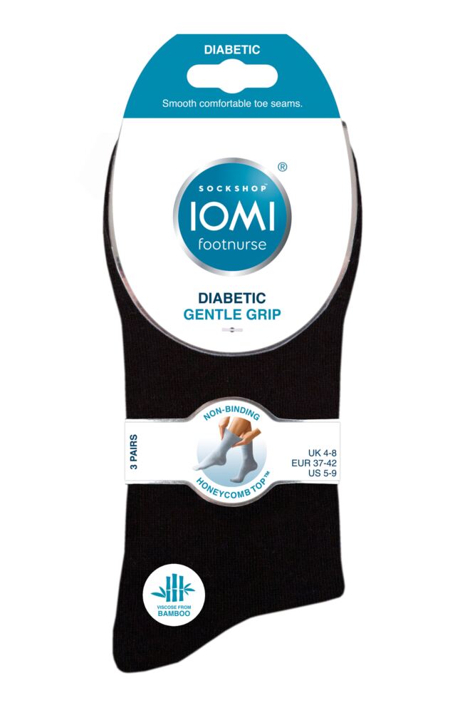 sockshop IOMIWomens FootNurse Gentle Grip Bamboo Diabetic Socks 3-Pair