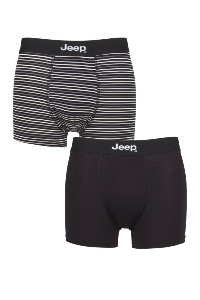 Sockshop JeepMens Bamboo Plain & Fine Striped Fitted Trunks 2-Pack