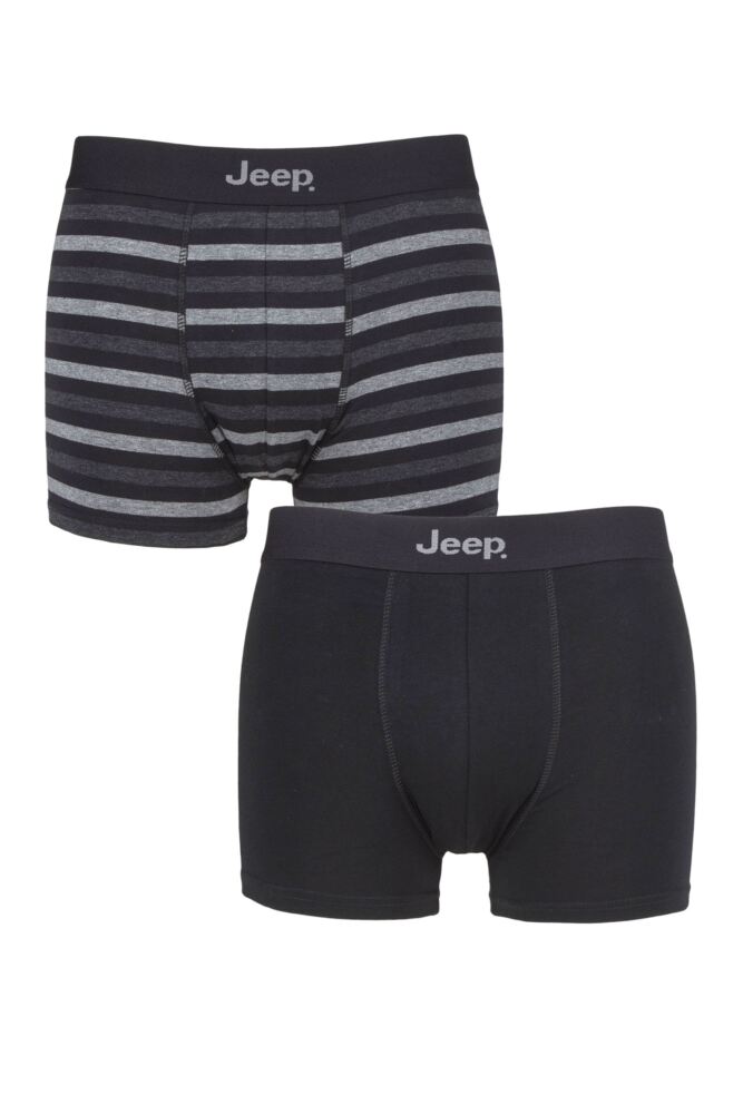 Sockshop JeepMens Bamboo Plain & Striped Fitted Trunks 2-Pack