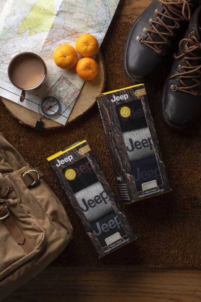 Sockshop JeepMens Cotton Luxury Terrain Socks 3-Pair Gift Box