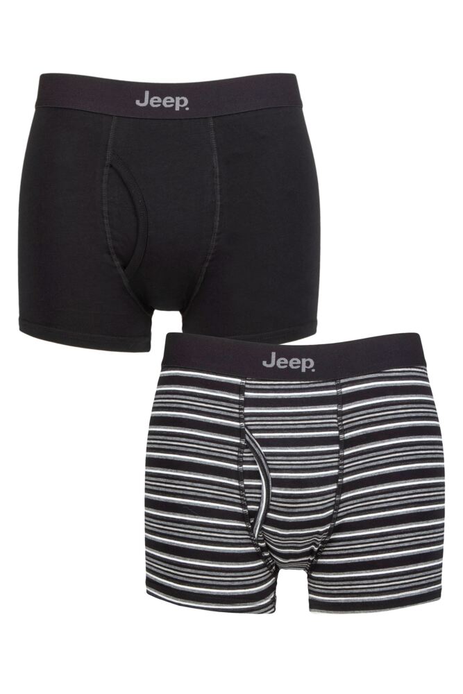 Sockshop JeepMens Cotton Plain & Striped Keyhole Trunks 2-Pack