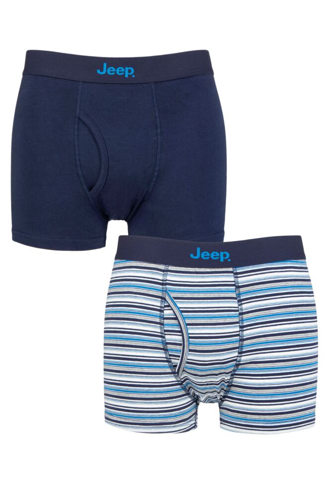 Sockshop JeepMens Cotton Plain & Striped Keyhole Trunks 2-Pack