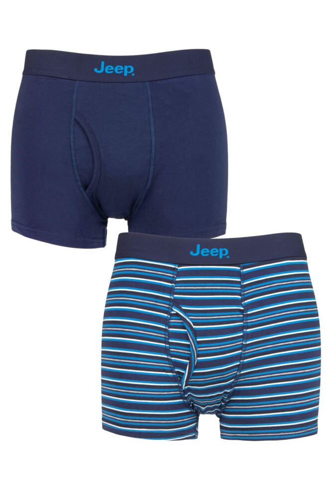 Sockshop JeepMens Cotton Plain & Striped Keyhole Trunks 2-Pack