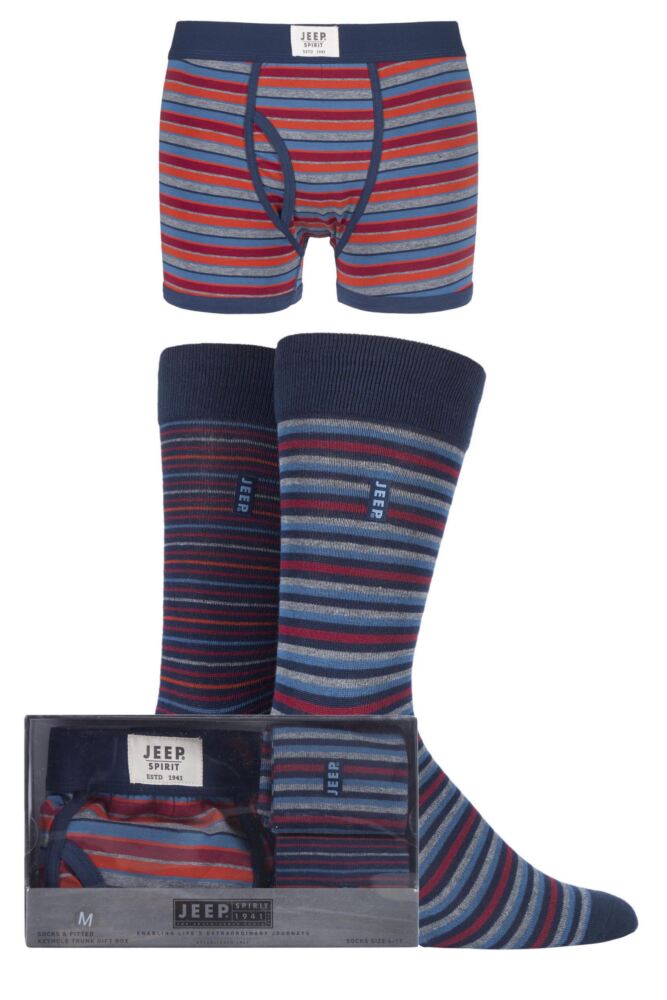 Sockshop JeepMens Cotton Spirit Striped Trunks & Socks 3-Pack Gift Box