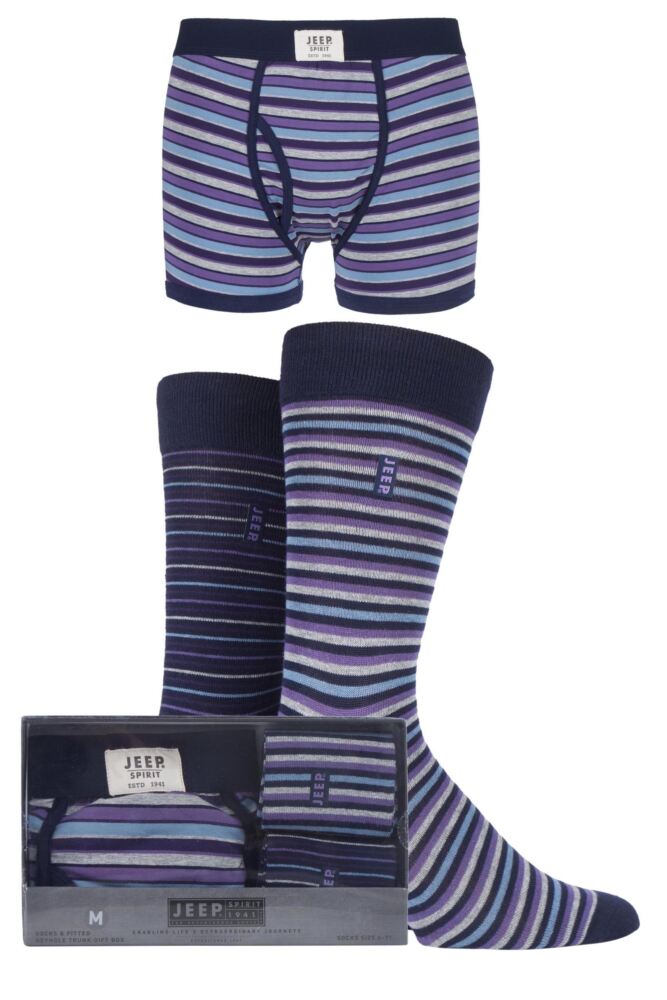 Sockshop JeepMens Cotton Spirit Striped Trunks & Socks 3-Pack Gift Box