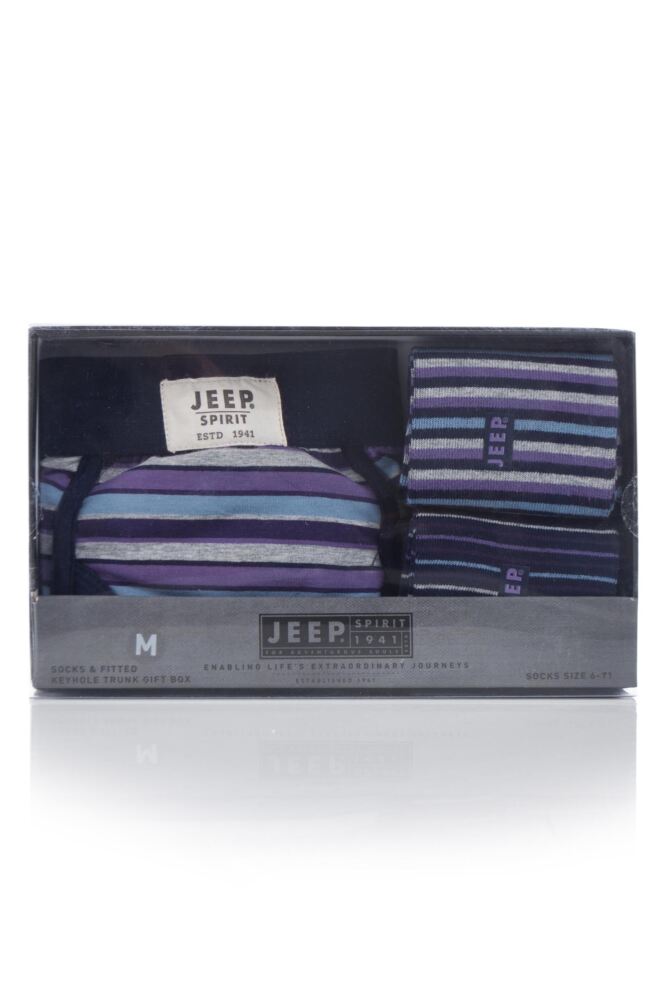 sockshop JeepMens Cotton Spirit Striped Trunks & Socks 3-Pack Gift Box