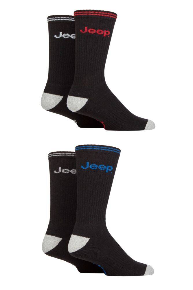 Sockshop JeepMens Cushioned Crew Sports Socks 4-Pair