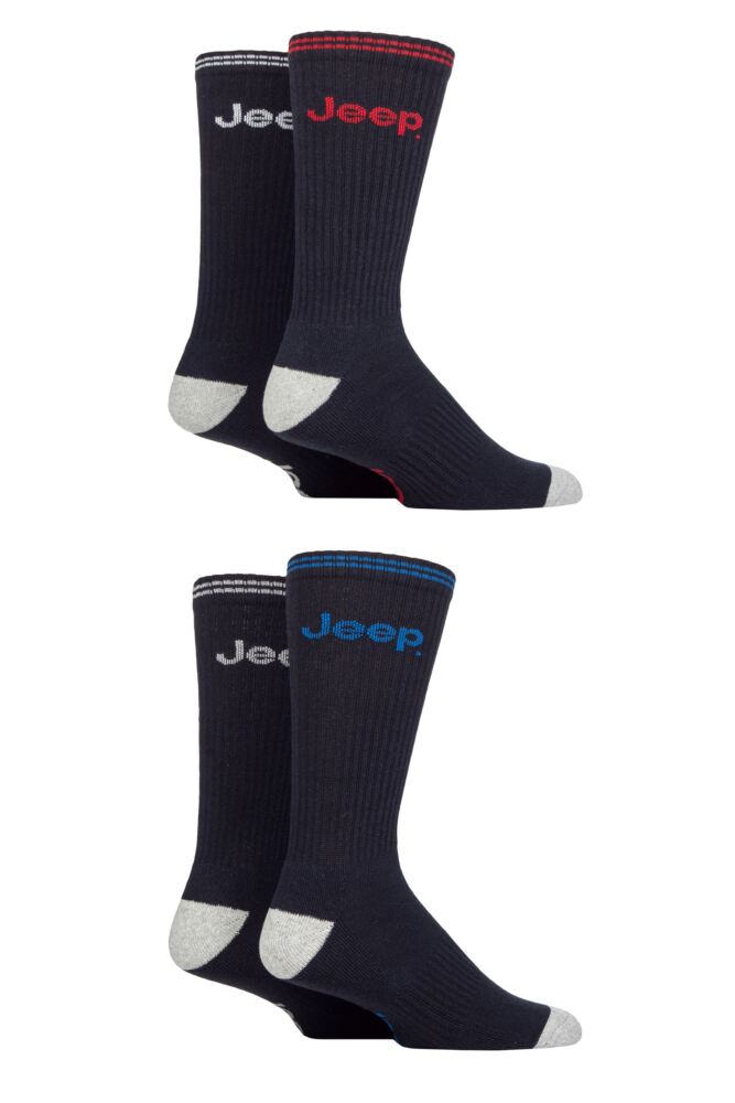 Sockshop JeepMens Cushioned Crew Sports Socks 4-Pair
