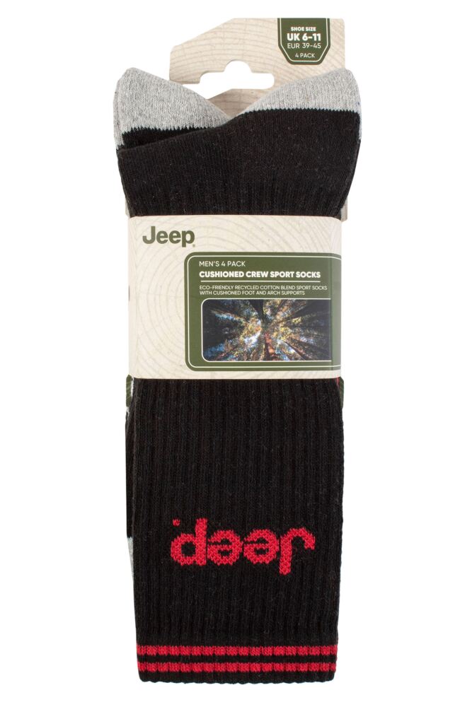 sockshop JeepMens Cushioned Crew Sports Socks 4-Pair