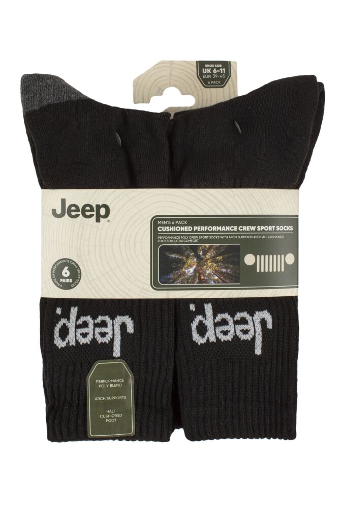 sockshop JeepMens Cushioned Performance Crew Sports Socks 6-Pair
