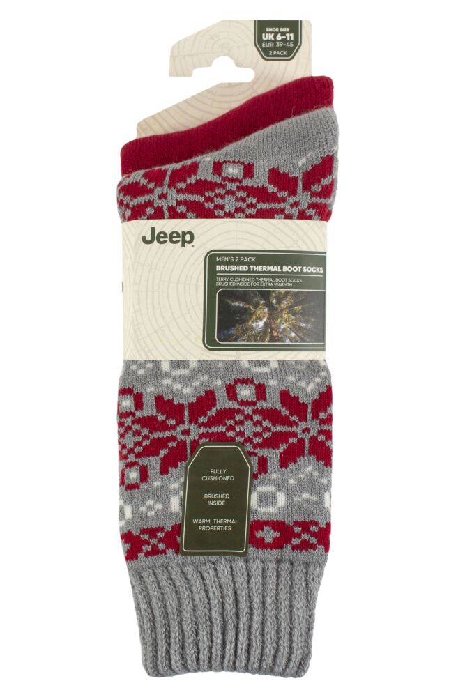 Sockshop JeepMens Fairisle Brushed Thermal Boot Socks 2-Pair