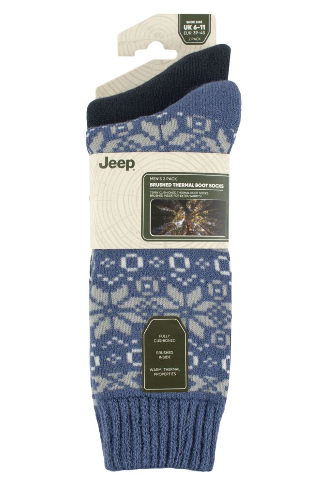sockshop JeepMens Fairisle Brushed Thermal Boot Socks 2-Pair
