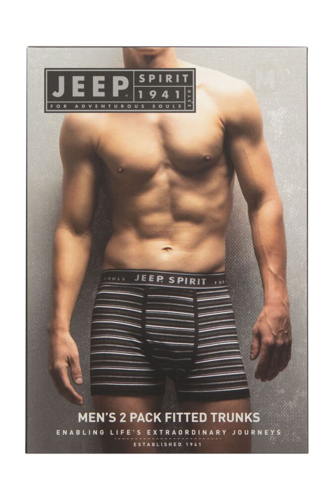 sockshop JeepMens Spirit Cotton Knitted Fitted Trunks 2-Pack