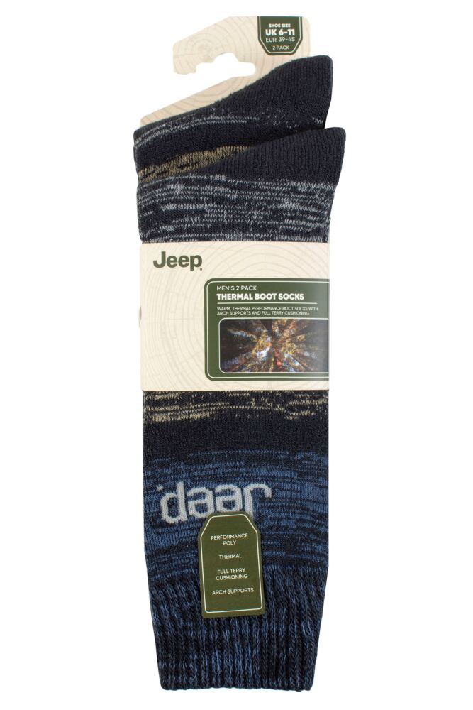 sockshop JeepMens Thermal Striped Boot Socks 2-Pair