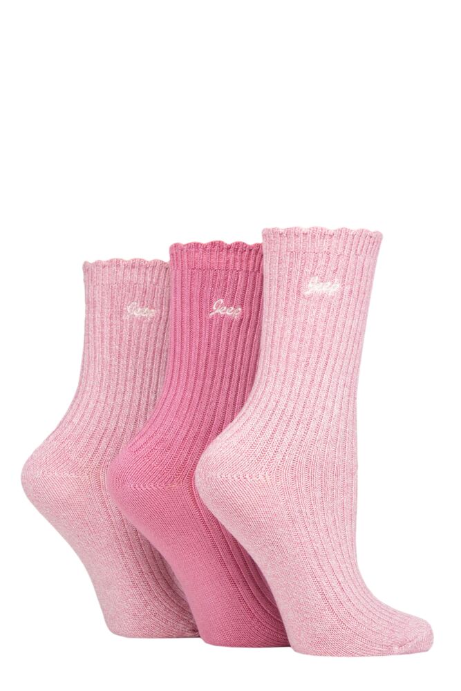 Sockshop JeepWomens Bamboo Scalloped Top Socks 3-Pair