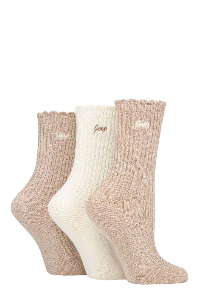 Sockshop JeepWomens Bamboo Scalloped Top Socks 3-Pair