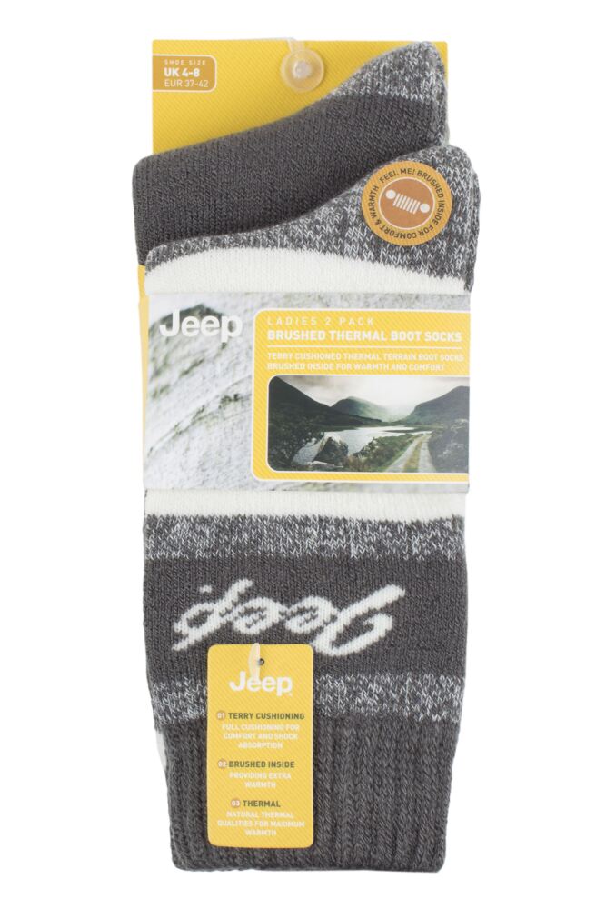 Sockshop JeepWomens Cushioned Brushed Thermal Boot Socks 2-Pair