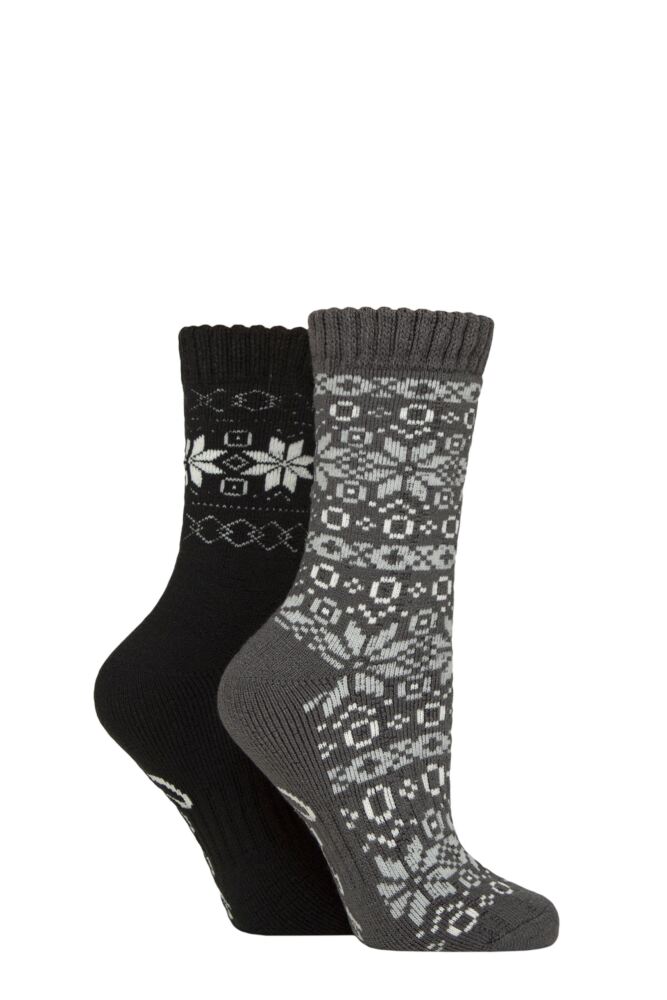 Sockshop JeepWomens Fairisle Brushed Thermal Boot Socks 2-Pair