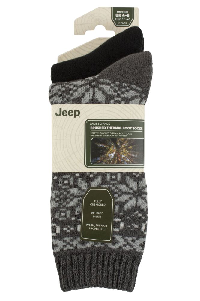 Sockshop JeepWomens Fairisle Brushed Thermal Boot Socks 2-Pair