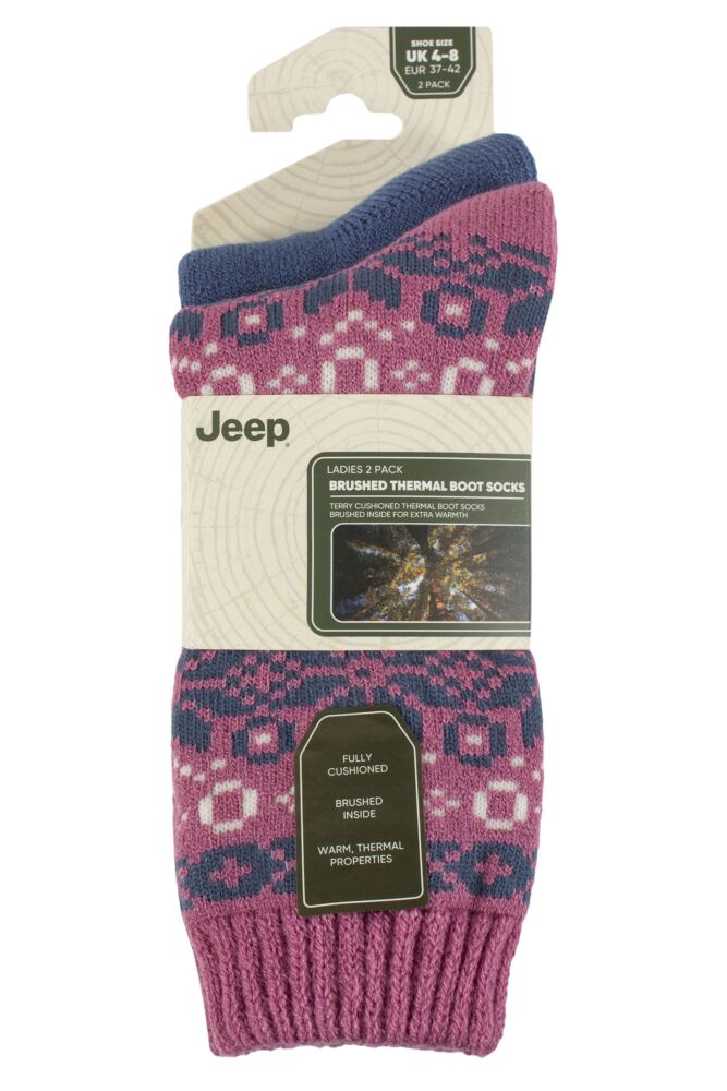 sockshop JeepWomens Fairisle Brushed Thermal Boot Socks 2-Pair