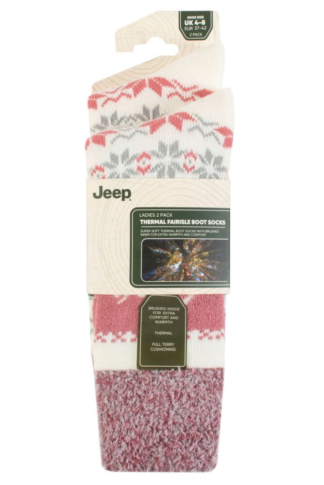 sockshop JeepWomens Fairisle Thermal Soft Top Boot Socks 2-Pair
