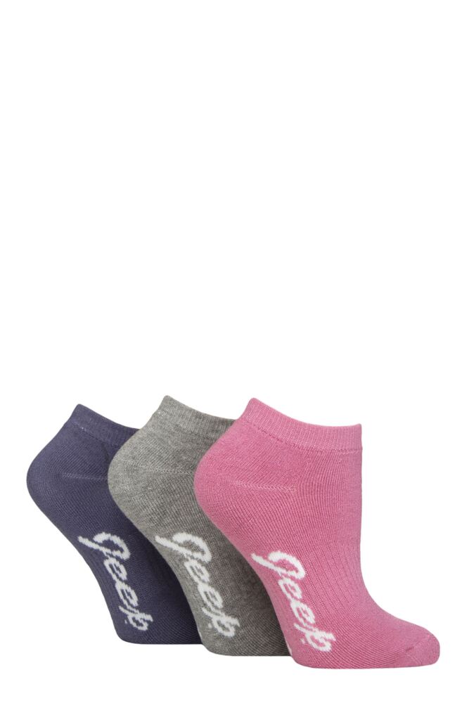 Sockshop JeepWomens Fully Cushioned Bamboo Trainer Socks 3-Pair