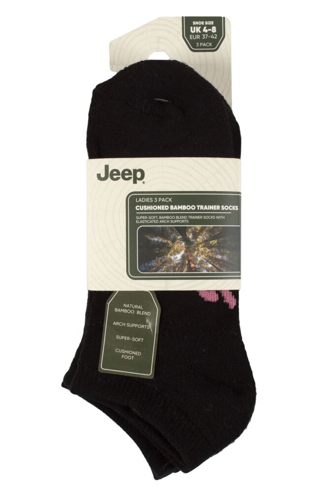 sockshop JeepWomens Fully Cushioned Bamboo Trainer Socks 3-Pair