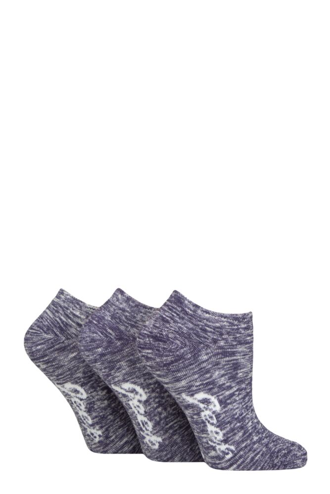 Sockshop JeepWomens Fully Cushioned Melange Trainer Socks 3-Pair